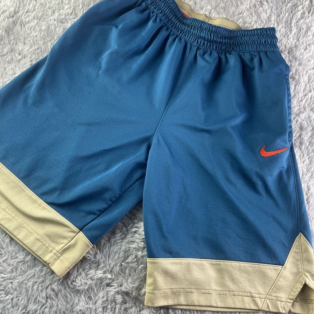 Nike Shorts Mens Small Blue Orange Tan Icon Basketball DriFit Performance Swoosh